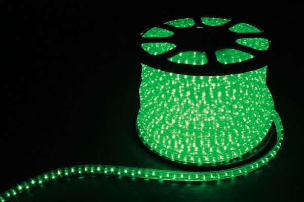 Купить Дюралайт (световая нить) со светодиодами,  2W 230V 36 LED 13мм зеленый, Feron